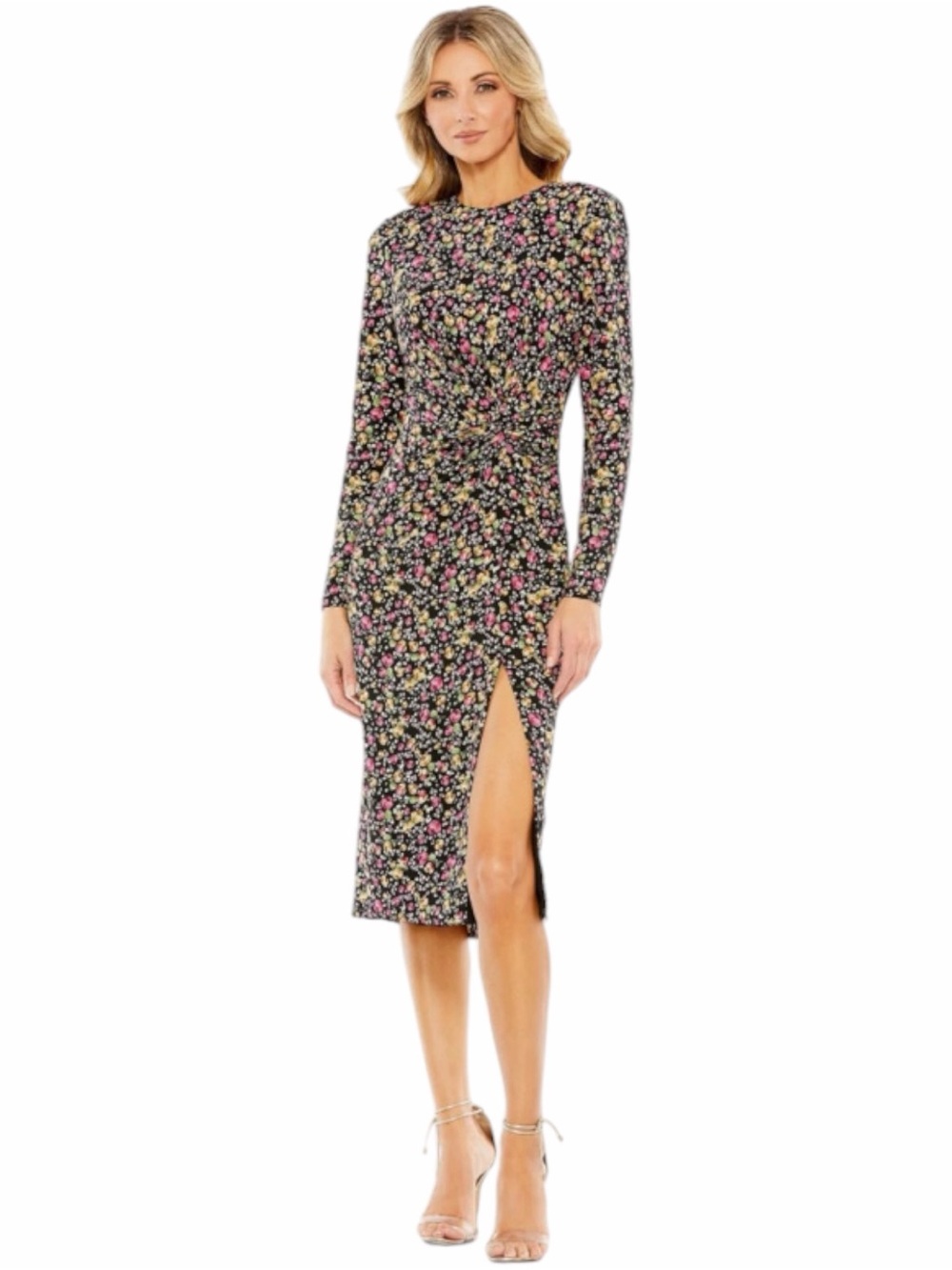 IEENA for Mac Duggal 26915 Knot Waist Floral Print Dress Size 6